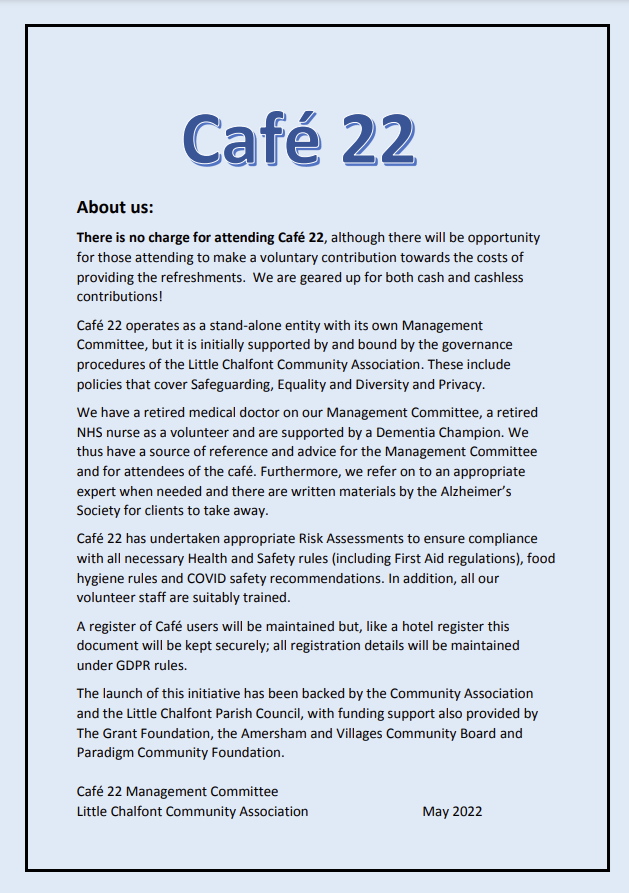 Cafe 22 info