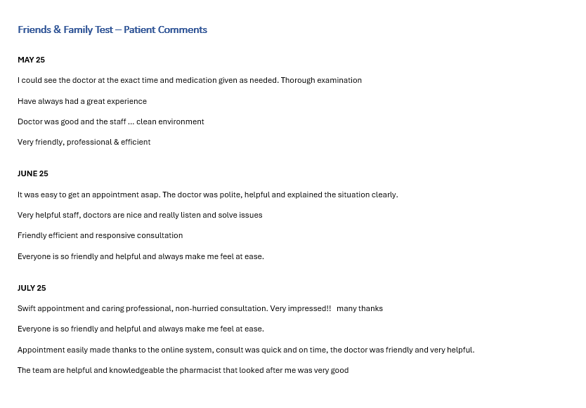 FFT - Patient Comments